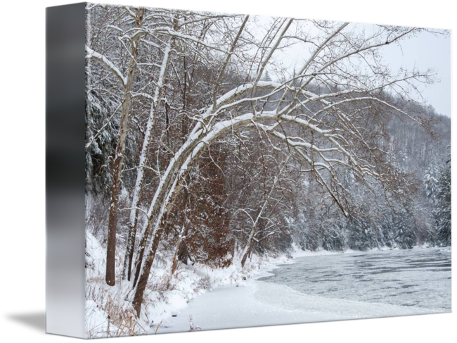 "ice On The Clarion No" By Stephen Sepan, Leeper, Pennsylvania - Snow Bridge Clipart (650x487), Png Download