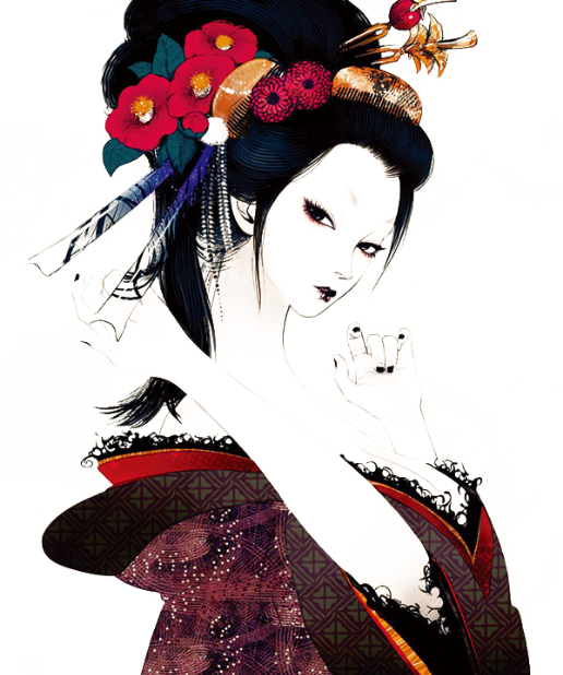 #japanese #geisha #japan #woman #sushi #girl #ftestickers - Japanese Geisha Girl Drawing Clipart (516x618), Png Download