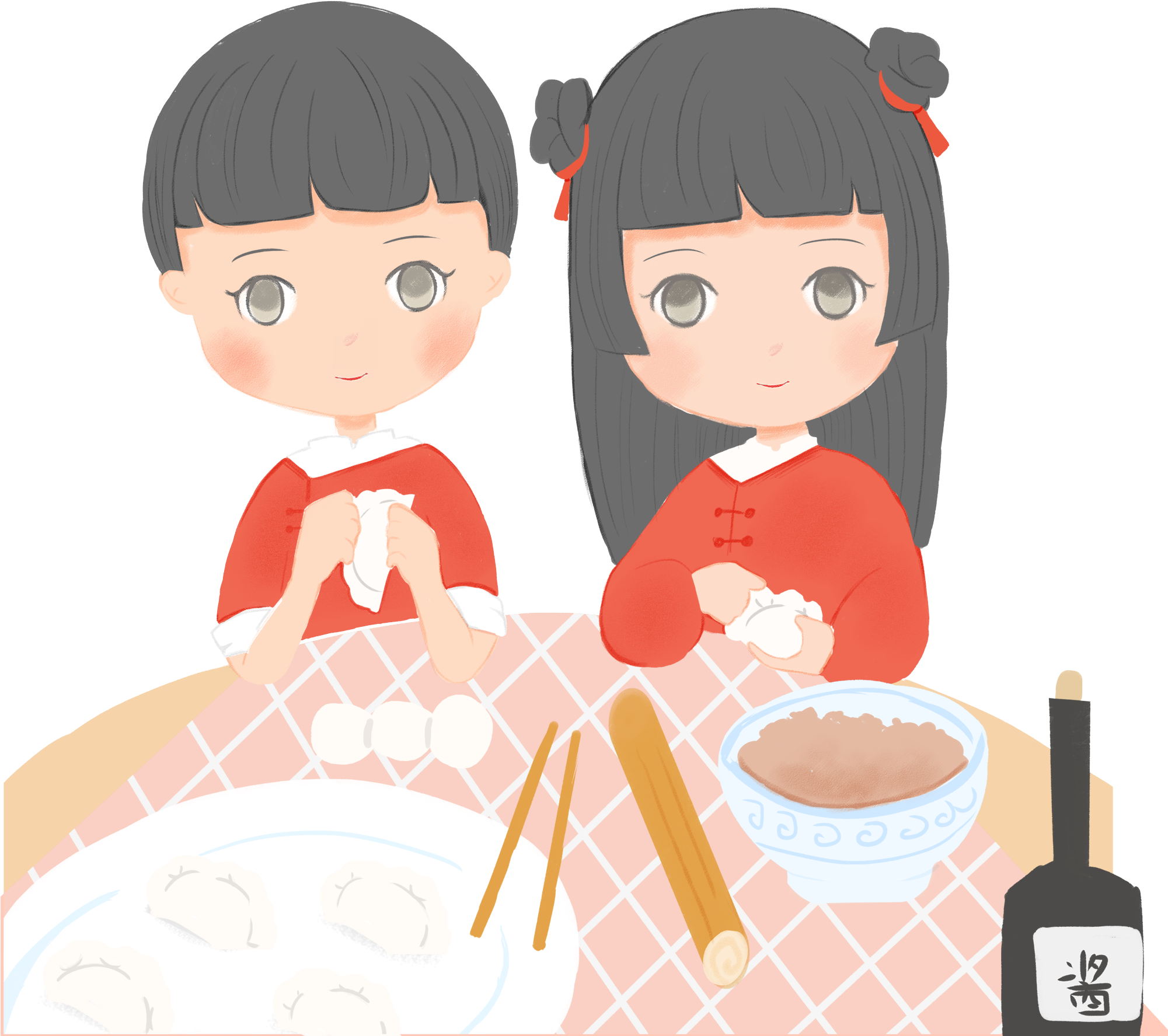 Boy Festive Spring Festival Eating Dumplings Sauce - Cartoon Clipart (2000x2000), Png Download