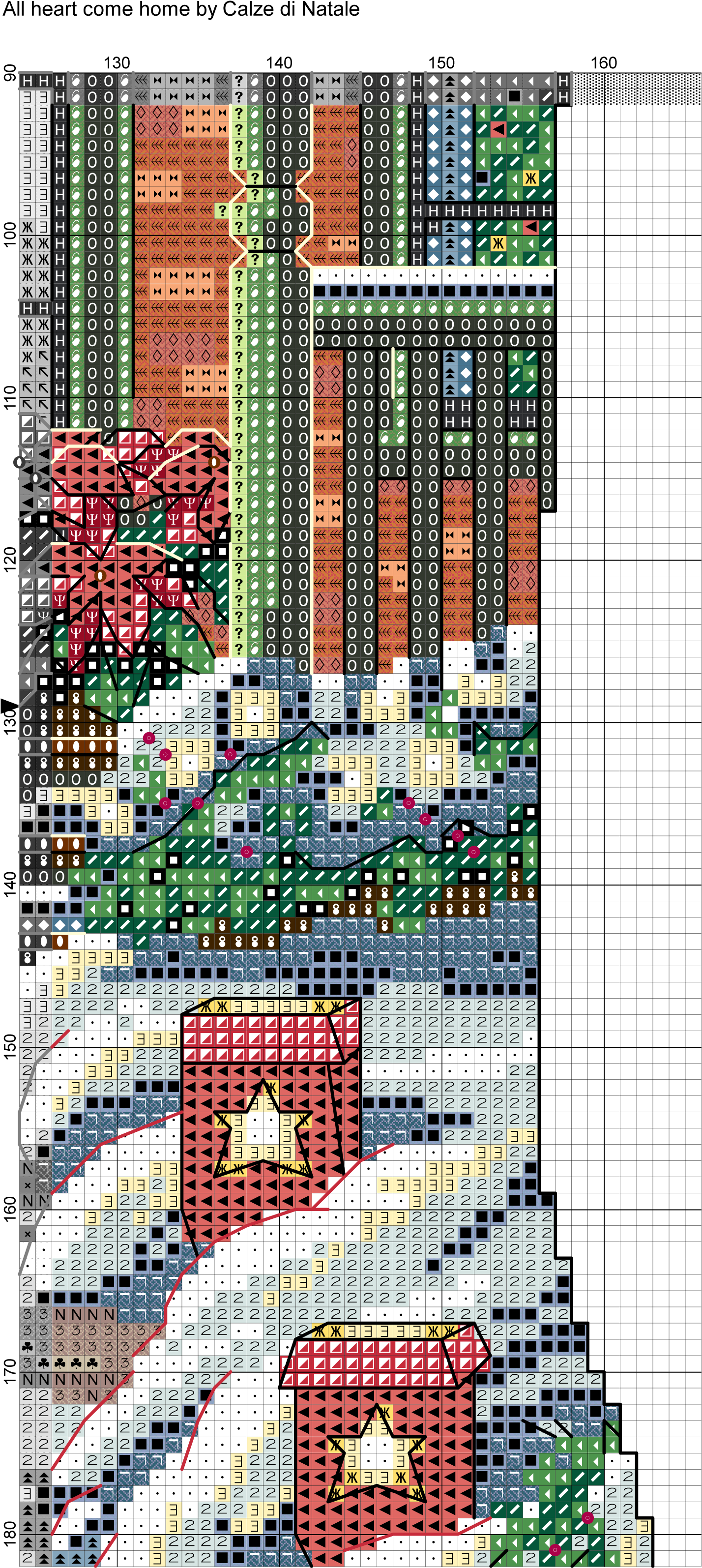 All Hearts Come Home 7 Cross Stitch Christmas Stockings, - Cross-stitch Clipart (1469x3213), Png Download