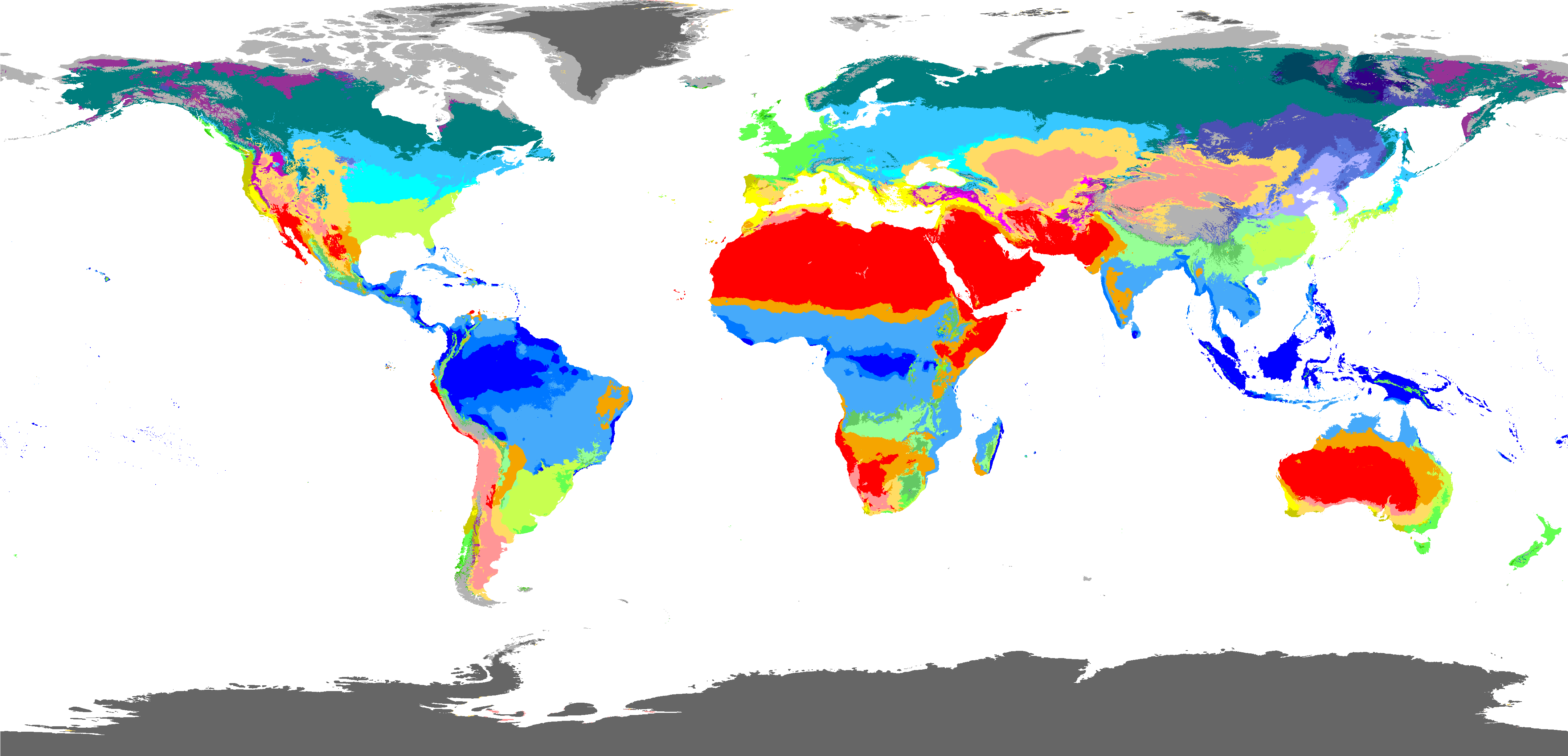 Köppen-geiger Climate Classification Map No Borders - Koppen World Climate Map Clipart (4320x2160), Png Download