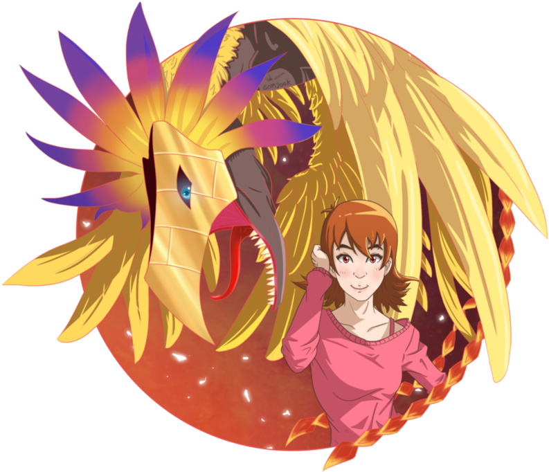 Digimon Achtergrond Entitled Sora And Phoniexmon - Cartoon Clipart (1026x779), Png Download