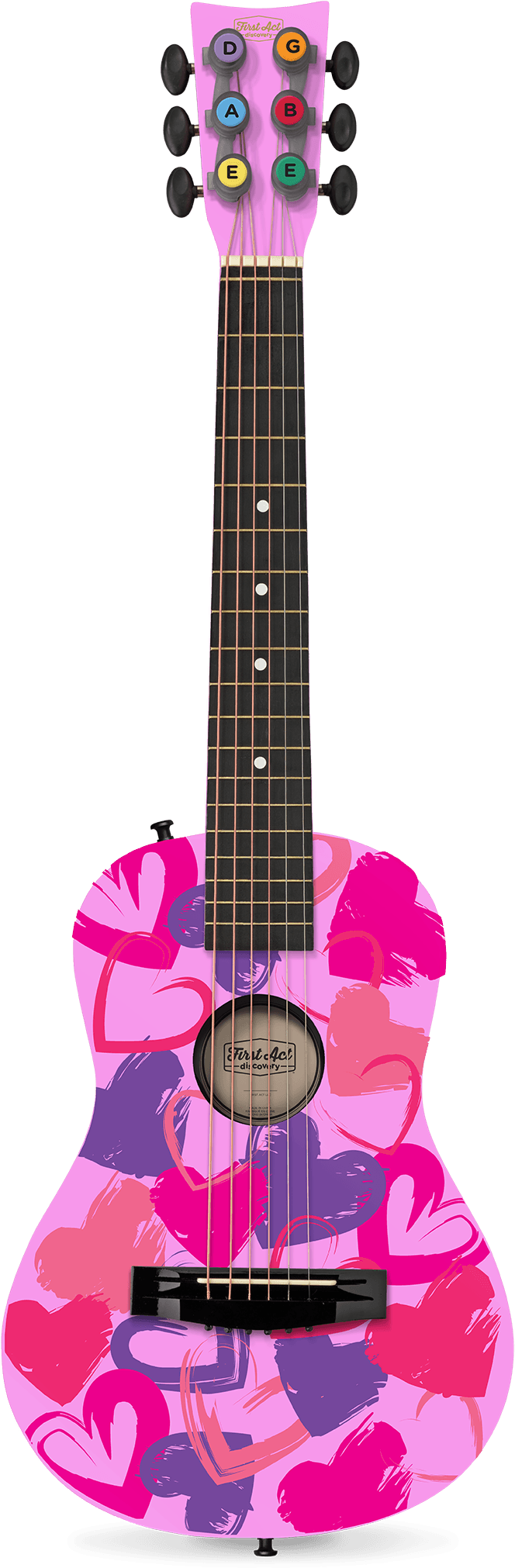 Pink Hearts 30" Acoustic Guitar - First Act Discovery Guitar Pink Hearts Clipart (700x2186), Png Download