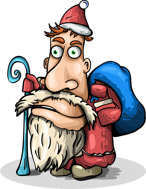 Santa Claus, New Year's Eve, Christmas, Gifts, Blue - Cartoon Clipart (557x720), Png Download