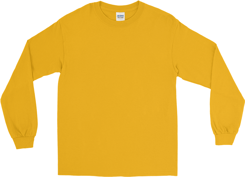Longsleeveblank Mockup Flat-front Gold - Japan Long Sleeve Shirt Yellow Clipart (1000x1000), Png Download