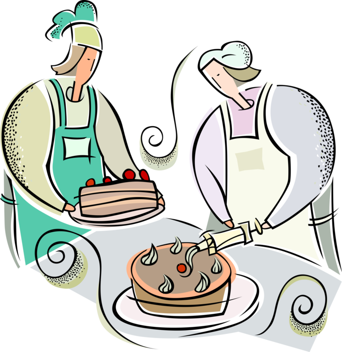 Vector Illustration Of Pastry Chef Decorating Cake - Concepto De Proyectos Productivos Clipart (681x700), Png Download