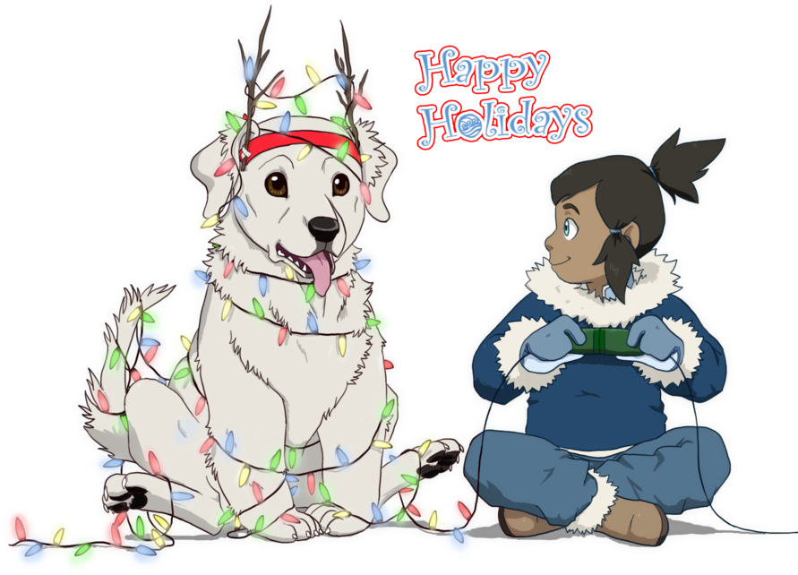 Aang Katara Zuko Korra Dog Like Mammal Dog Mammal Vertebrate - Legend Of Korra Christmas Clipart (900x730), Png Download