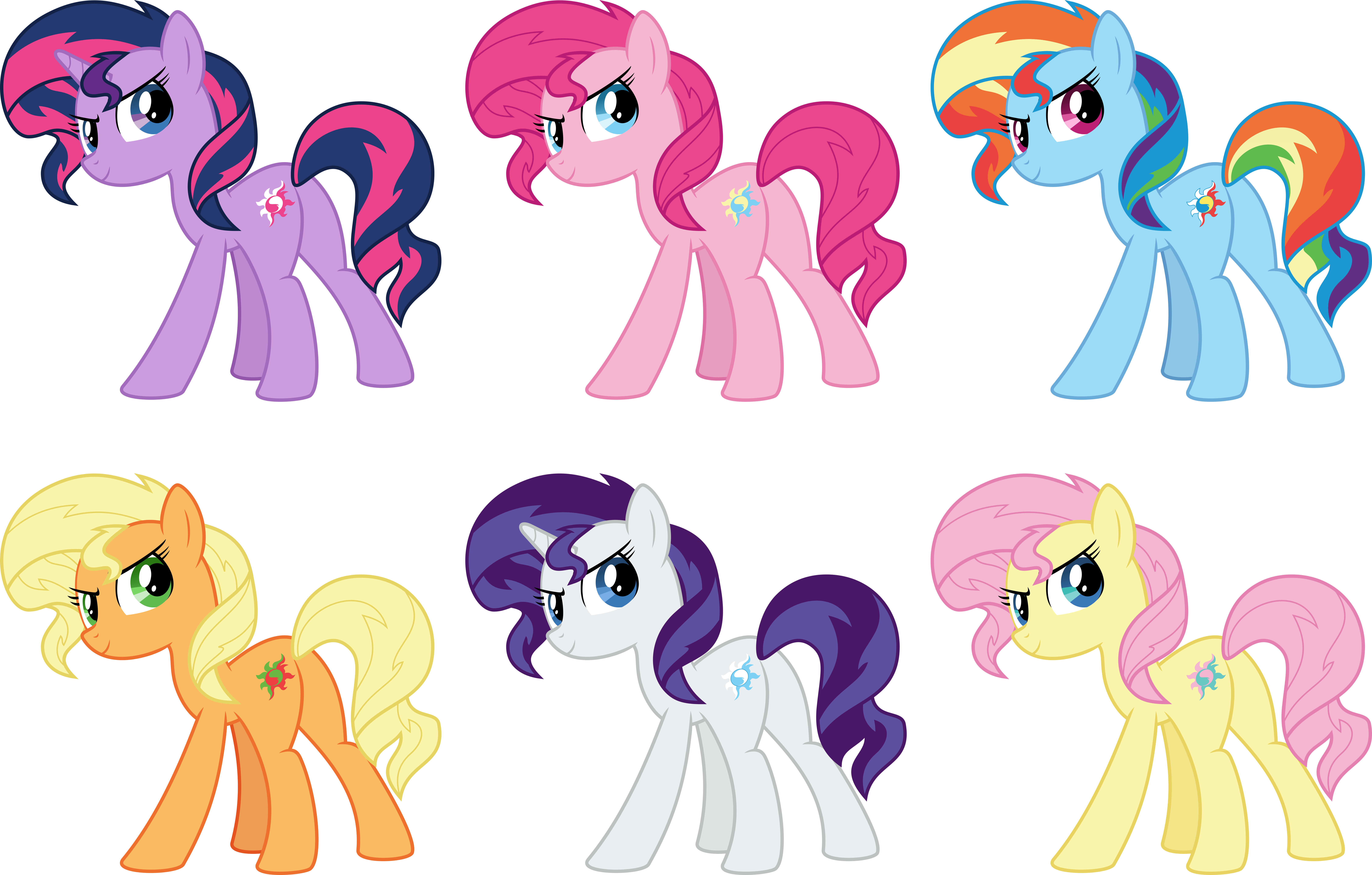 The Mane Six As Sunset Shimmer Clipart (9005x5745), Png Download