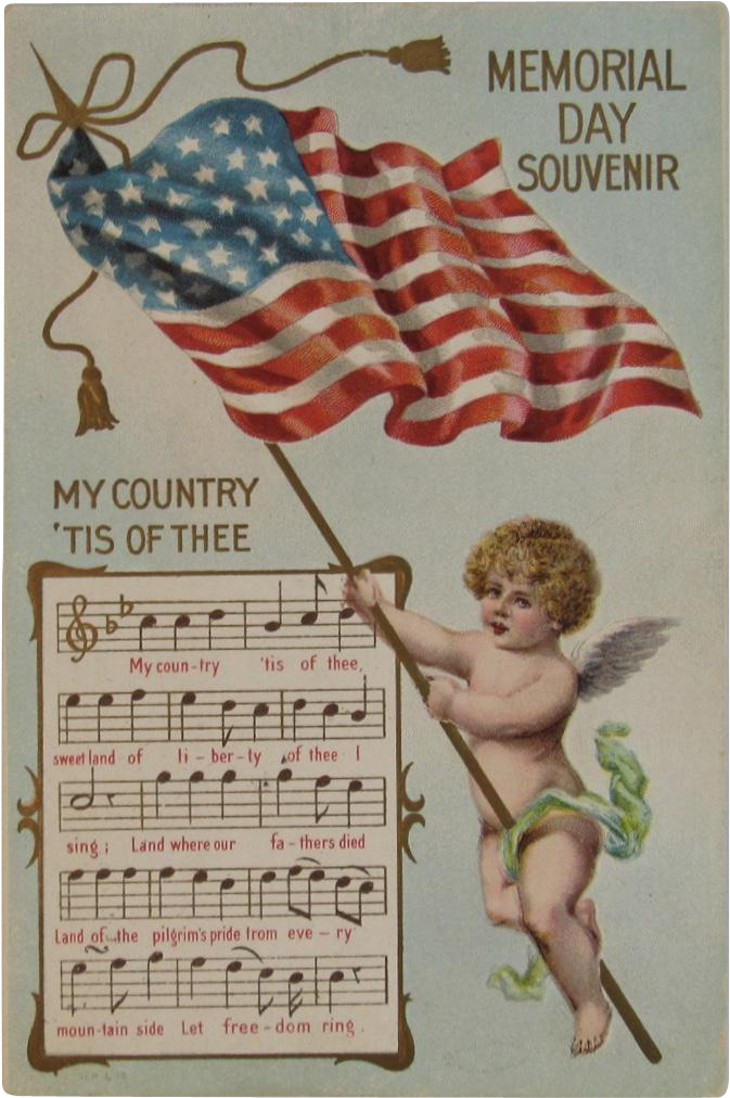 1908 Taggart My Country Tis Of Thee Memorial Day Souvenir - Postcard Clipart (1011x1011), Png Download