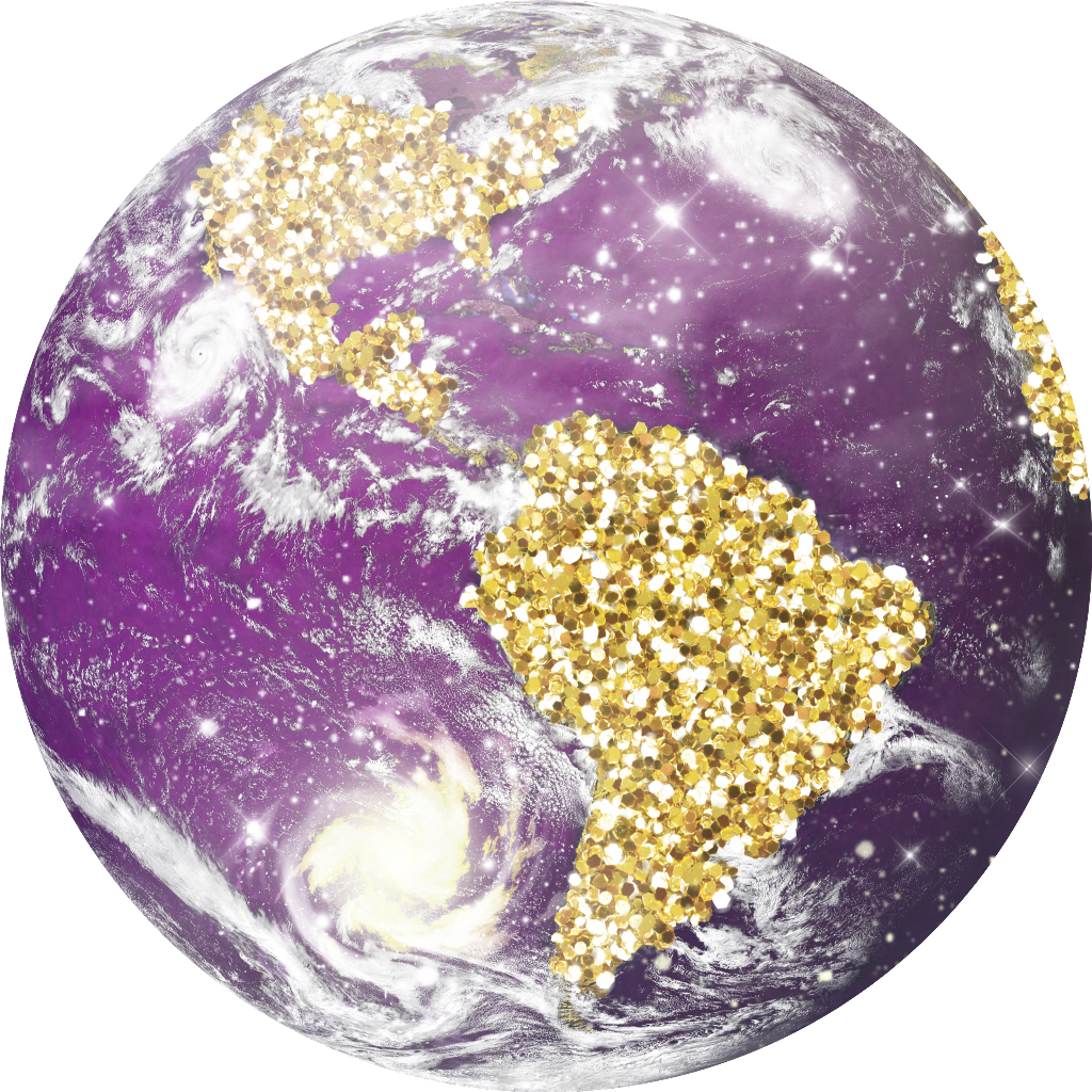#earth #world #globe #planet #sparkle #glitter #gold - Earth Clipart (1024x1024), Png Download