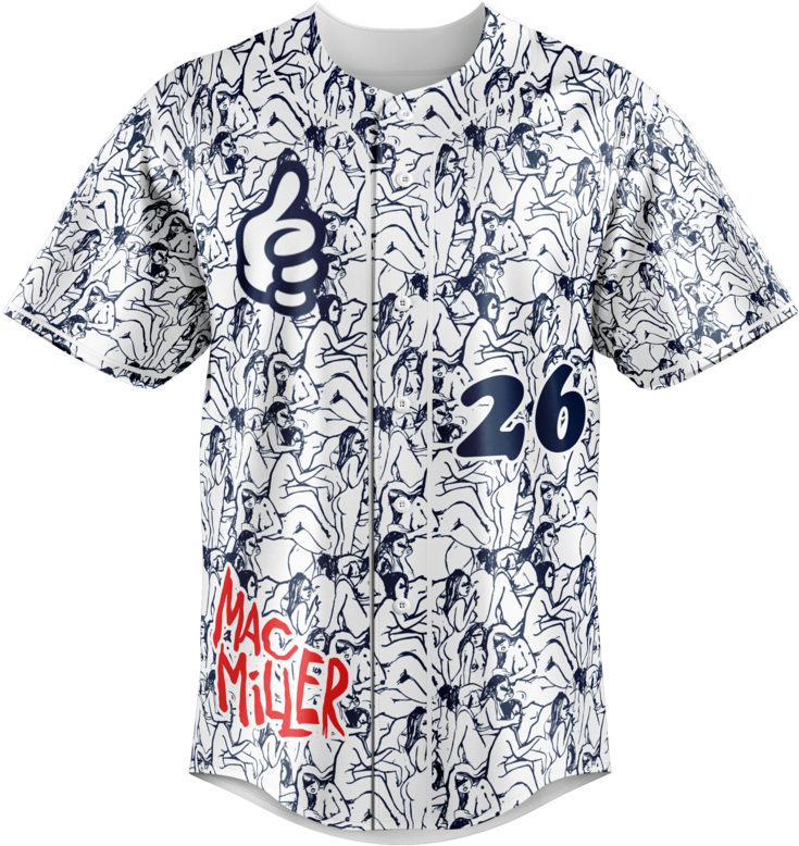 Mac Miller Baseball Jersey 02 - Blouse Clipart (1000x1000), Png Download