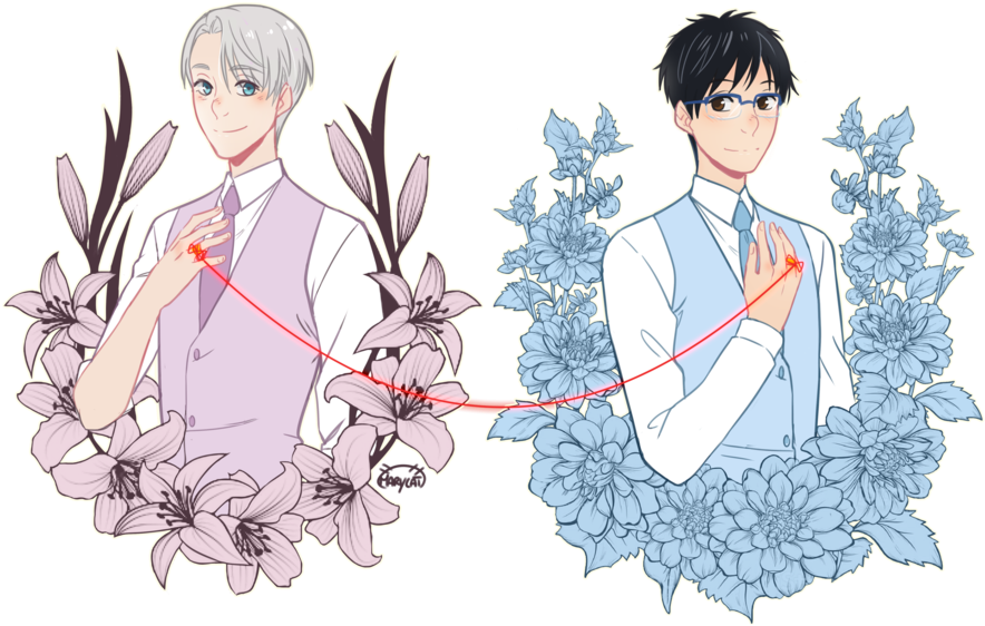 Наклейка Victor Nikiforov X Yuuri Katsuki » Yuri On - Victor X Yuri Fanart Clipart (900x616), Png Download