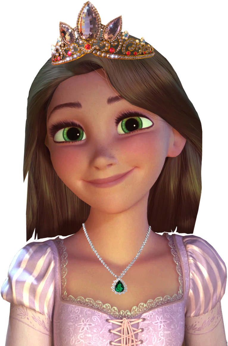 Rapunzel Short Brown Hair With Crown - Rapunzel Tangled Clipart (843x1214), Png Download