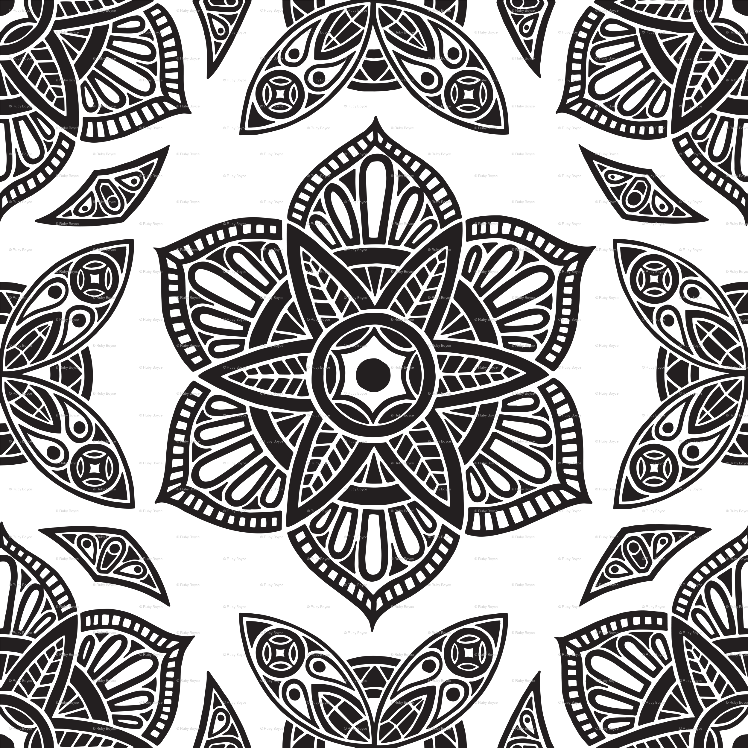 Download Floral Mandala Black And White Wallpaper - Motif Clipart Png Download - PikPng