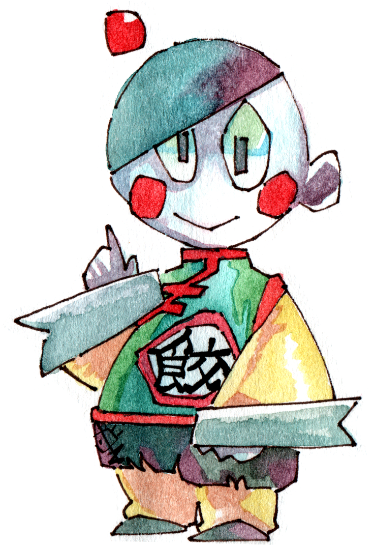 Some Drawings Of Chiaotzu In Watercolor And Markers - Cartoon Clipart (798x1165), Png Download