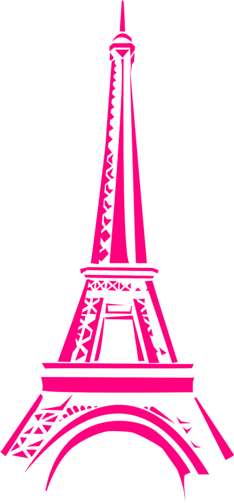 Eiffel - Pink Eiffel Tower Drawing Clipart (500x1000), Png Download