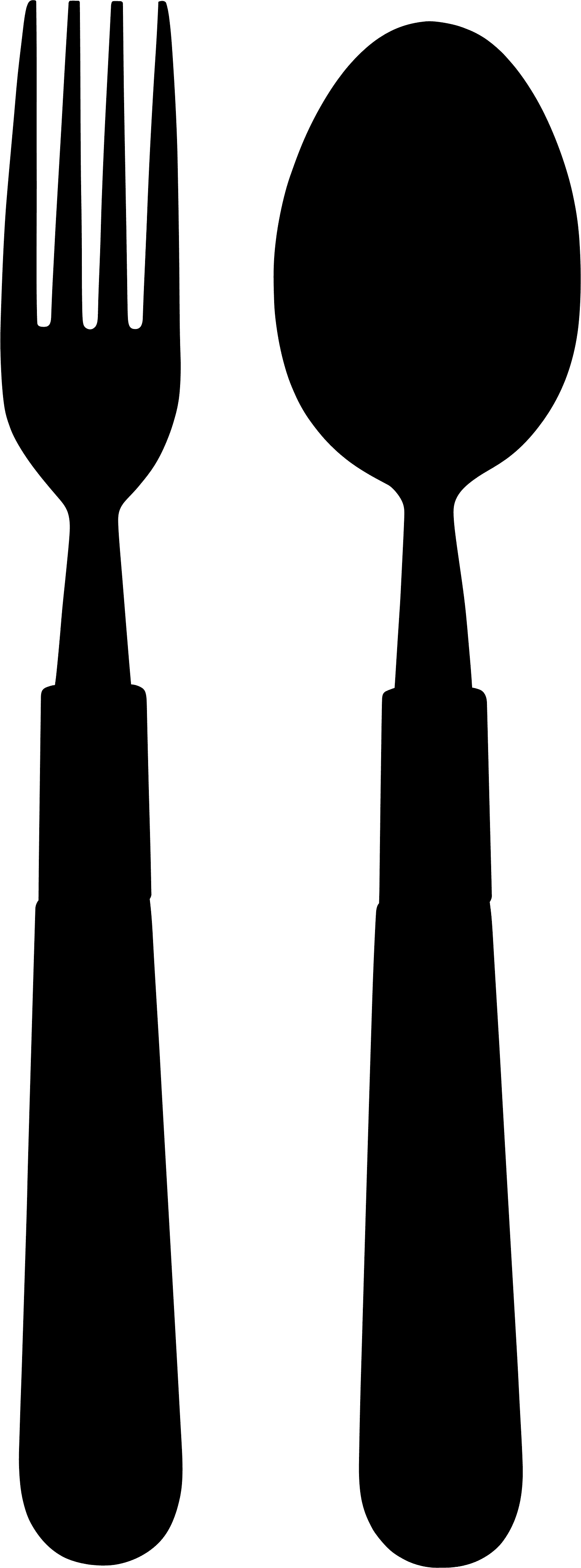 Fork And Spoon Silhouette Clipart (1526x4118), Png Download