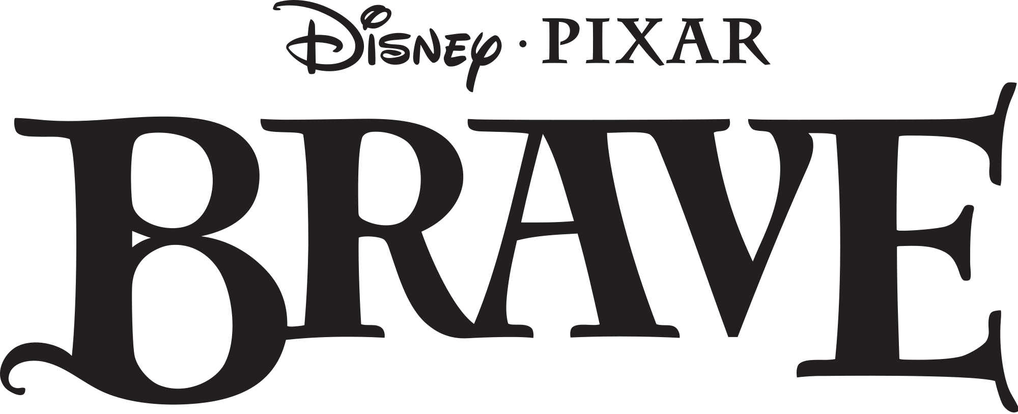 Disney Svg Black And White - Brave Logo Clipart (2000x813), Png Download