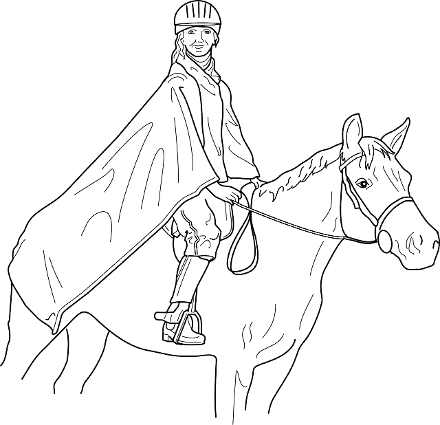 Outline, Man, Cartoon, Horse, Horses, Draw, Animal - Horse With Rider Coloring Pages Clipart (640x618), Png Download
