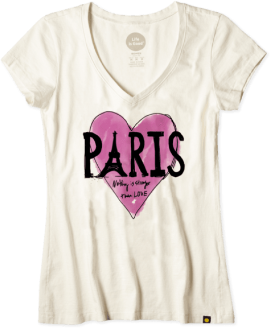 Life Is Good Paris Peace And Love Tee - Active Shirt Clipart (650x650), Png Download