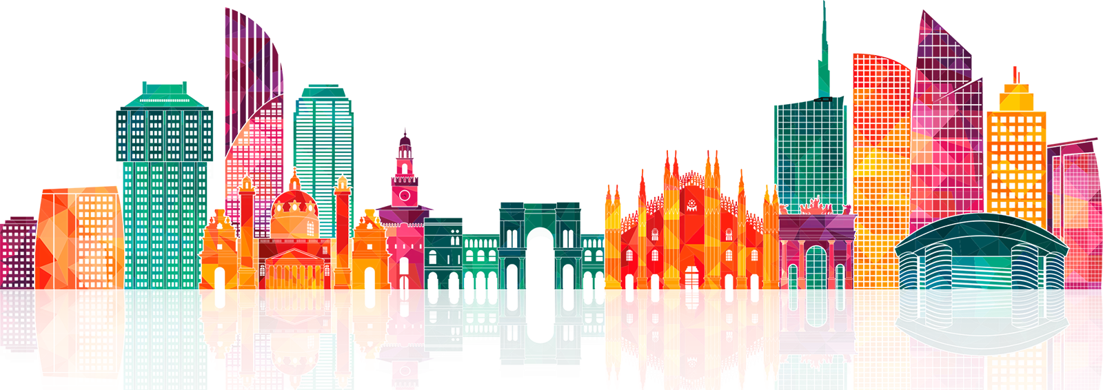 Tucano For The Companies - Skyline Milano Disegno Clipart (1600x566), Png Download