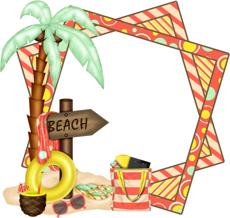 Beach Cluster Frame Clipart (800x800), Png Download