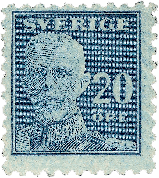 20ö Blue Gustaf V Stamp, - Swedish Stamps Clipart (672x738), Png Download