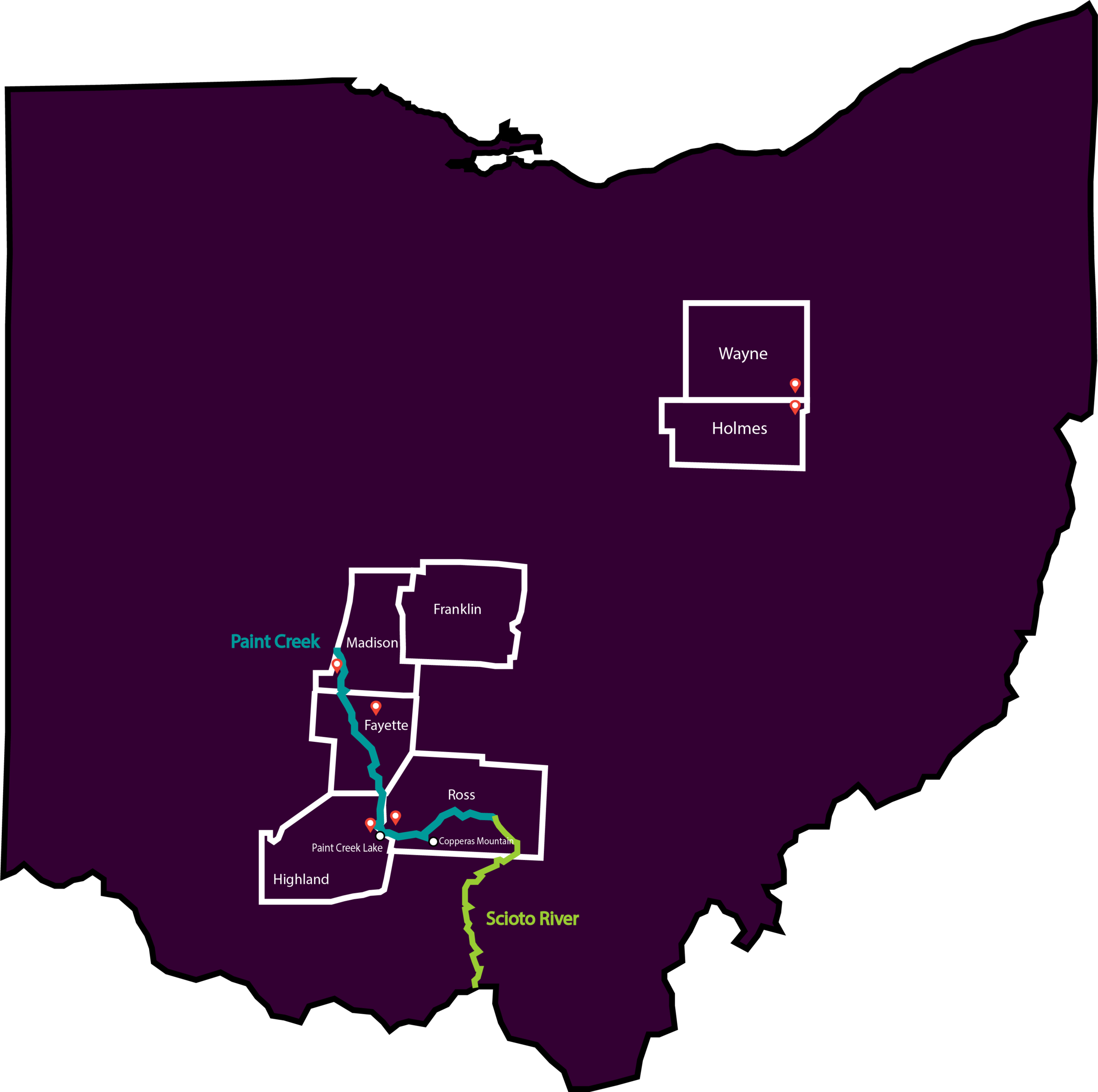 Explore The Map Of The Paint Townships, Labeled By - We Re From There's No Sun Our Hometown's In The Dark Clipart (2400x2386), Png Download