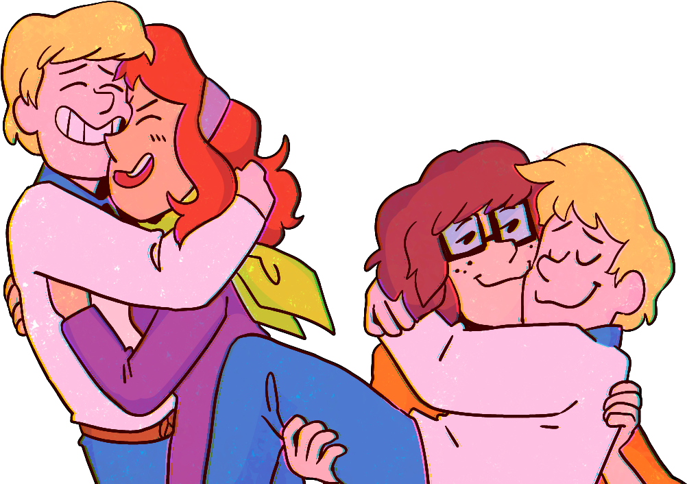 Overliquid Lots Of Poly Mystery Gang Cuddles/doodles - Fred X Shaggy Fanart Clipart (1200x742), Png Download