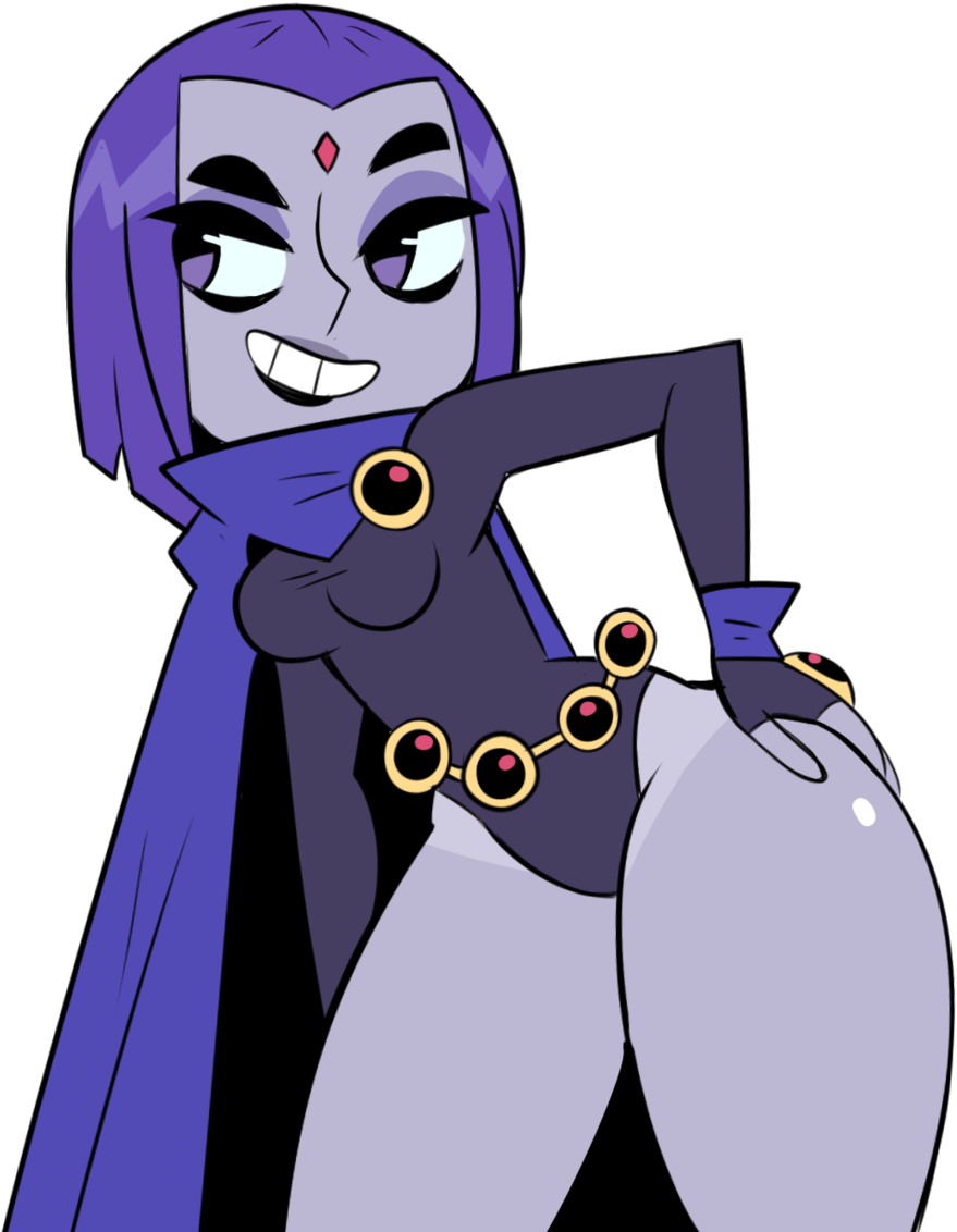 Fictional Character Purple Cartoon Vertebrate Violet - Raven Teen Titans Thicc Clipart (1280x1243), Png Download