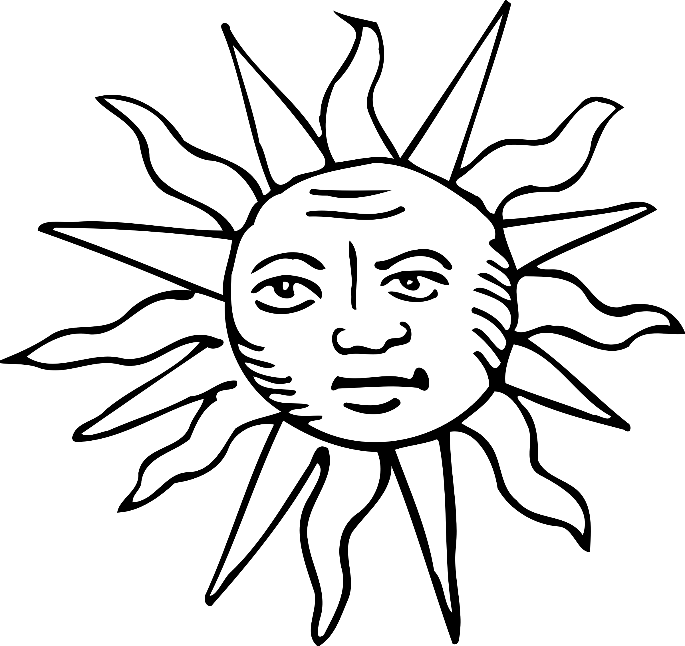 This Free Icons Png Design Of Blazing Sun 7 - Pixabay Sun Black And White Cartoon Clipart (2400x2262), Png Download