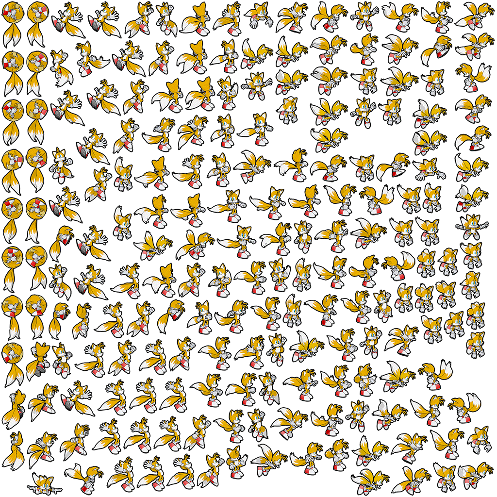 Tails Sprite Sheet Sonic Jump - Tails Sonic Mania Sprites Clipart (1024x1024), Png Download