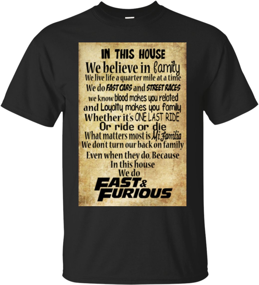 Fast And Furious Shirts In This House We Do Fast And - Active Shirt Clipart (1155x1155), Png Download