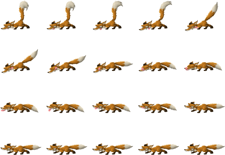 Eatend - Running Fox Sprite Sheet Clipart (765x556), Png Download