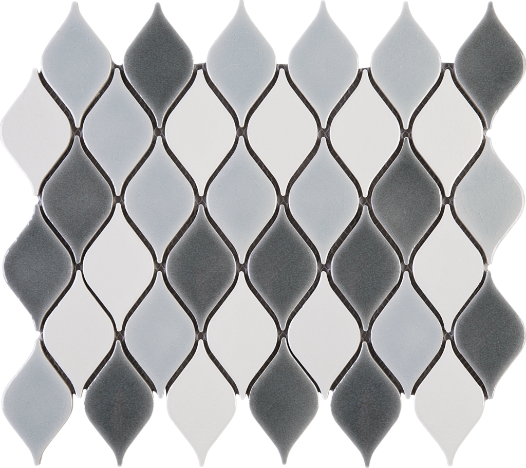 Tear Drop Pattern White And Grey Ceramic Mesh Mounted - Teardrop Pattern Clipart (1024x911), Png Download
