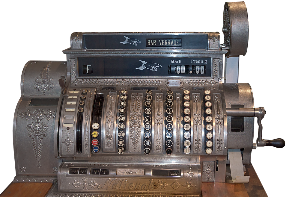 Cash Machines, Historically, Old Checkout Clipart (960x667), Png Download
