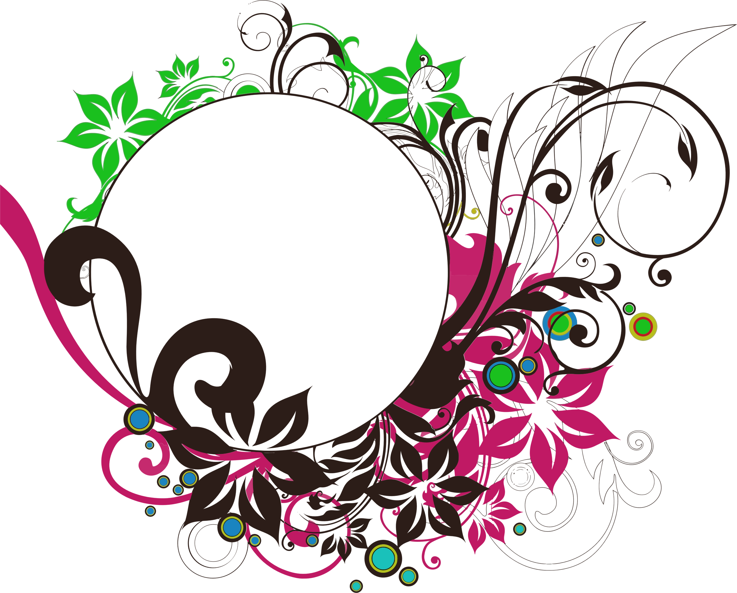 Floral Round Frame Png Photo - Circle Frame Design Png Clipart (2400x1932), Png Download