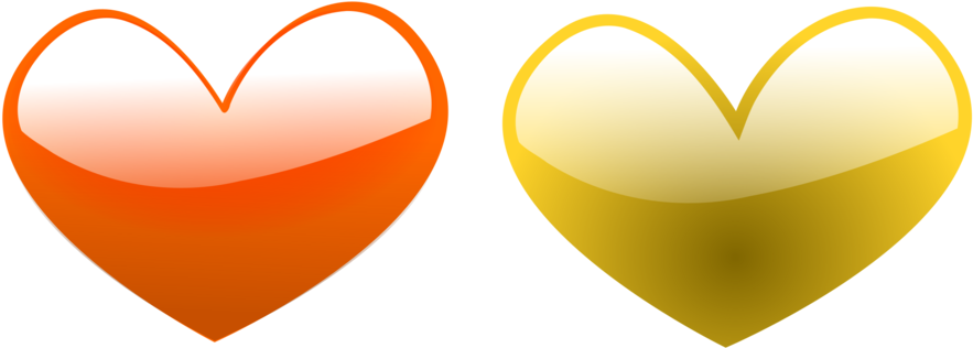Yellow Orange Green Heart Color - Orange And Yellow Heart Clipart (947x340), Png Download