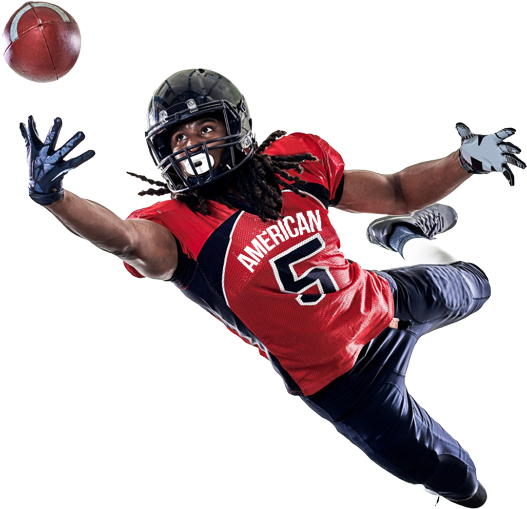 American Football Player Catching A Ball - Football Player Catching Ball Clipart (1064x1040), Png Download