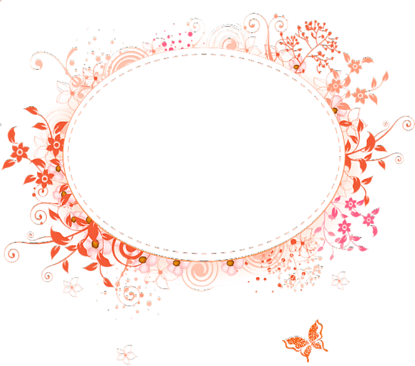 Free Png Best Stock Photos Round Orange Transparent - Frame Pink Flower Png Clipart (850x764), Png Download