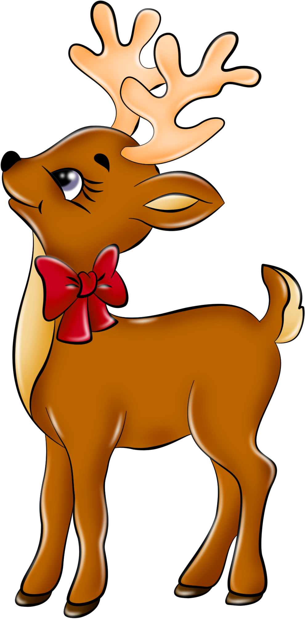 Cute Reindeer Clip Art Clipart - Renne Du Pere Noel - Png Download (1064x2086), Png Download