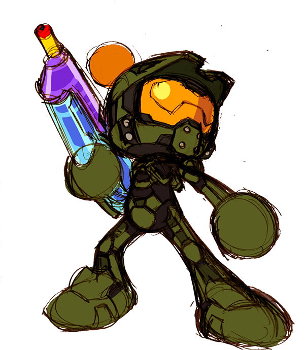 Great Chance To Review How Master Chief Landed As An - Animated Master Chief Clipart (600x797), Png Download