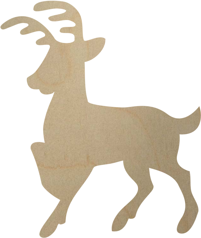 Wooden Reindeer Cutout Shape - Wooden Reindeer Cut Out Clipart (641x759), Png Download