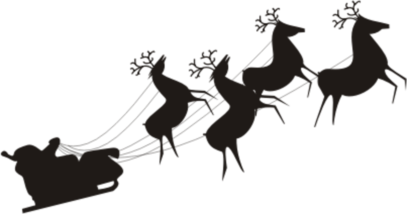 Santa Claus's Reindeer Santa Claus's Reindeer Christmas - Santa Claus Sleigh Transparent Background Clipart (1426x750), Png Download