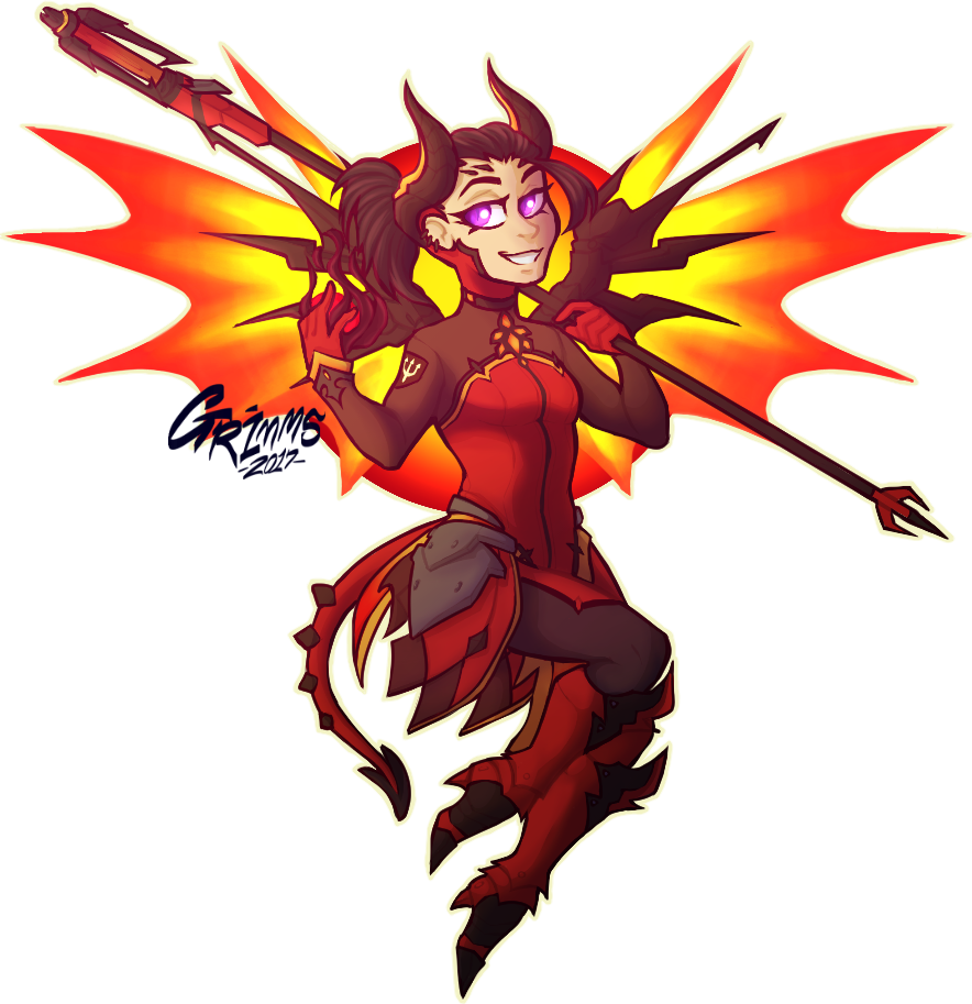 🔪 I Plan On Making These Stickers One Day - Devil Mercy Overwatch Staff Clipart (884x913), Png Download