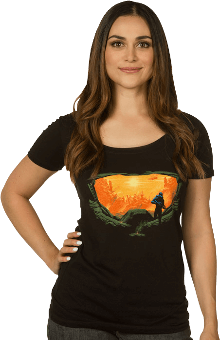 Halo Master Chief Silhouette Womens Scoop T Shirt - Girl Clipart (452x696), Png Download