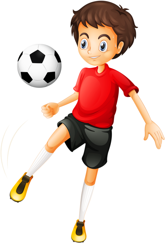 Kid Football Player Cartoon Image H - Playing Football Cartoon Clipart (529x778), Png Download