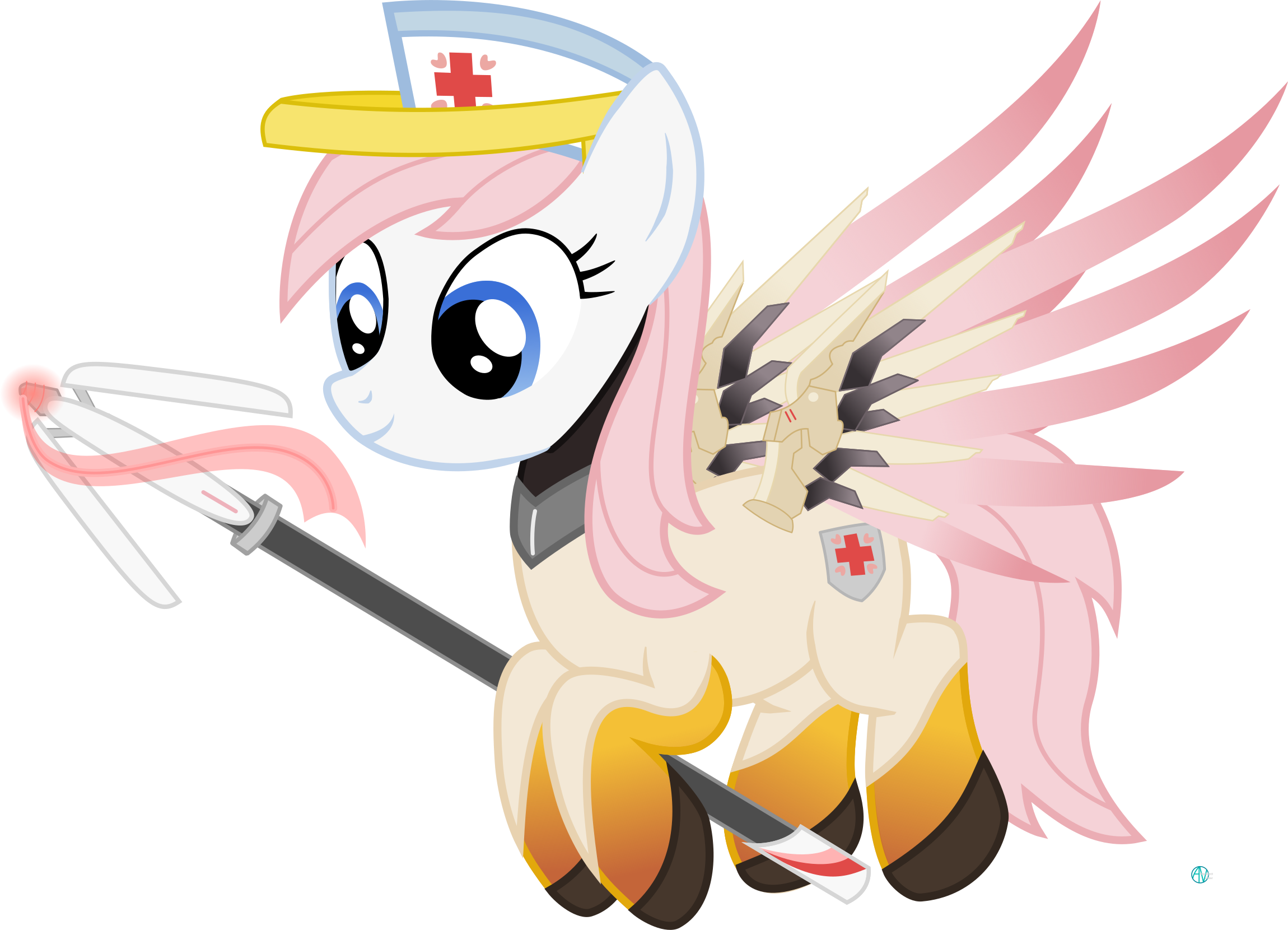 Arifproject, Flying, Mercy, Nurse Redheart, Overwatch, - Nurse Redheart Mercy Clipart (2300x1660), Png Download