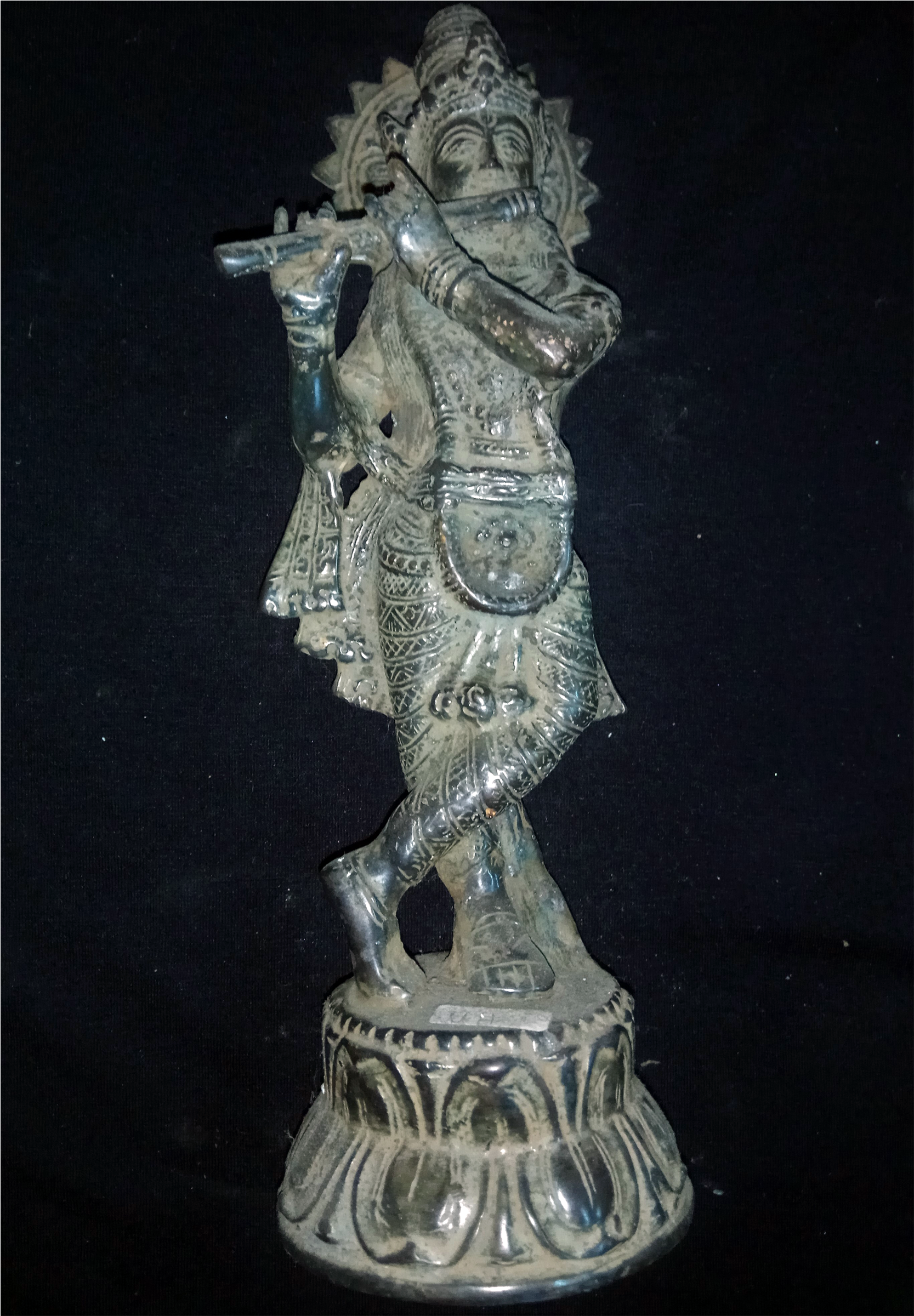 Lord Krishna God Bronze Brass Statue Playing Flute - Figurine Clipart (2400x2400), Png Download