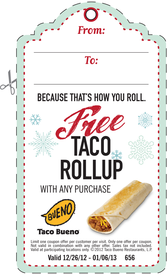 Make Any Present More Merry With This Coupon Gift Tag - Taco Bueno Clipart (551x900), Png Download